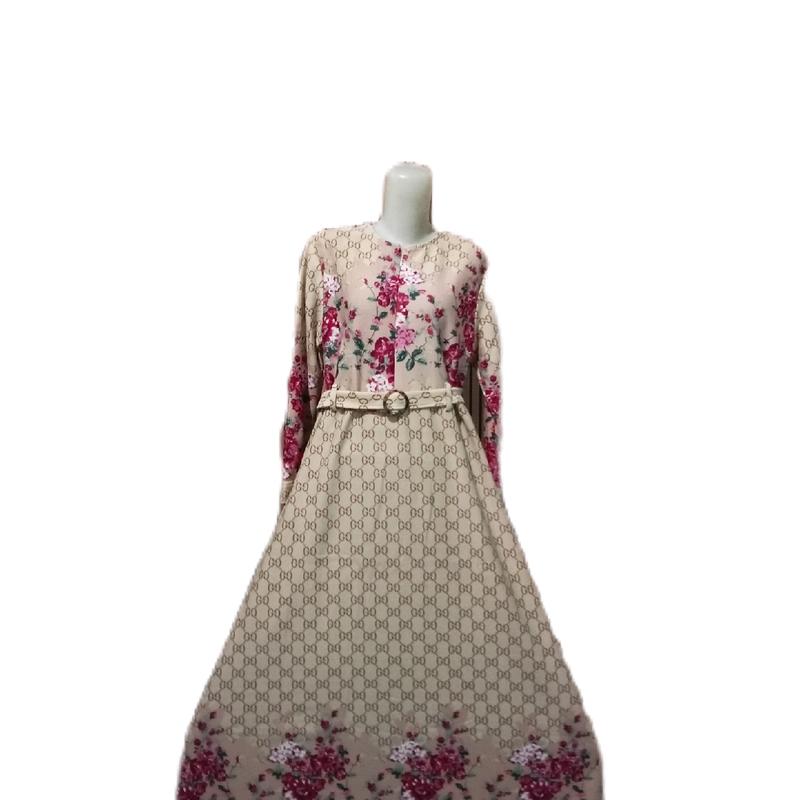 Gamis Jersey Bunga Dewasa + Belt 1