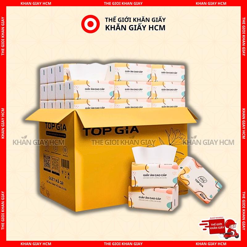 Thùng 20 Gói - Giấy Ăn Top Gia Đa Sắc Khăn Giấy Giấy Rút Giấy Vệ Sinh 240 Tờ 4 Lớp Chính Hãng
