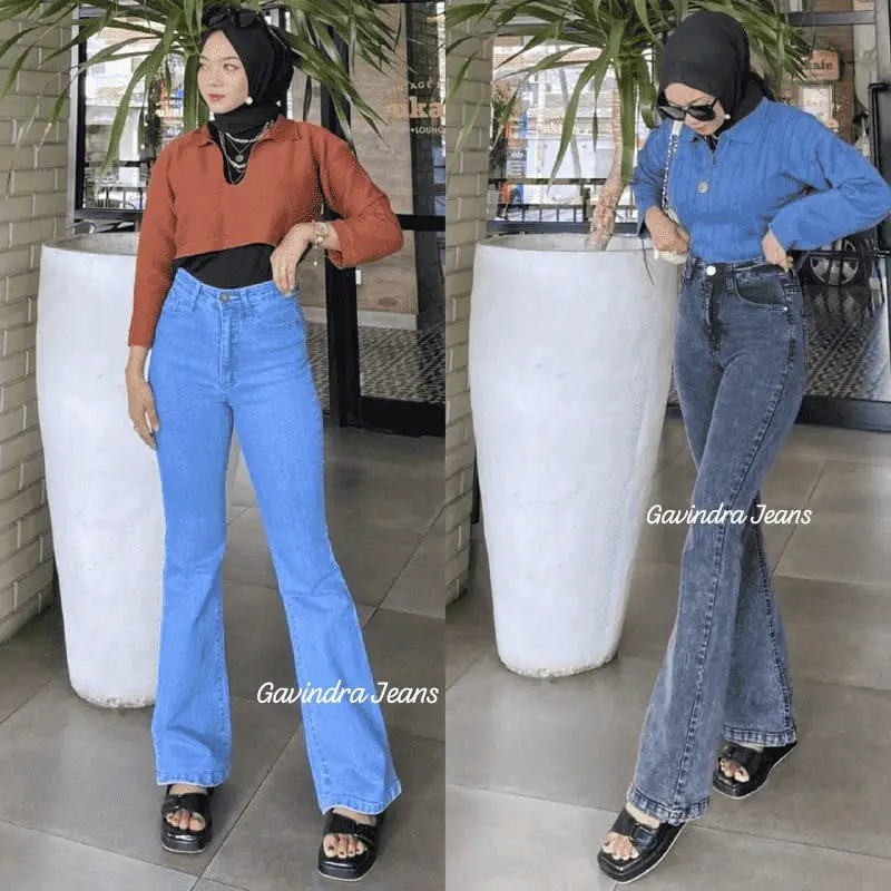 Highwaist Cutbray Jeans Wanita Telaris - Celana Cutbray Strecht Kekinian - Streetch Premium Quality Terbaru high