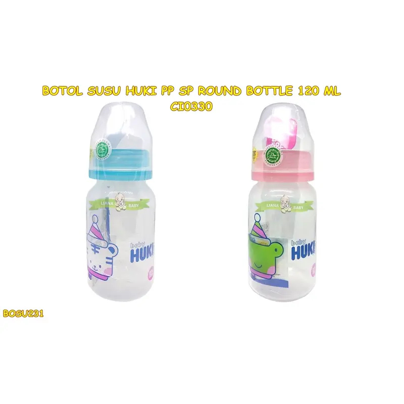 BOSU231 BOTOL SUSU HUKI PP ROUND BOTTLE 120ML CI0330 nipple gepeng 2