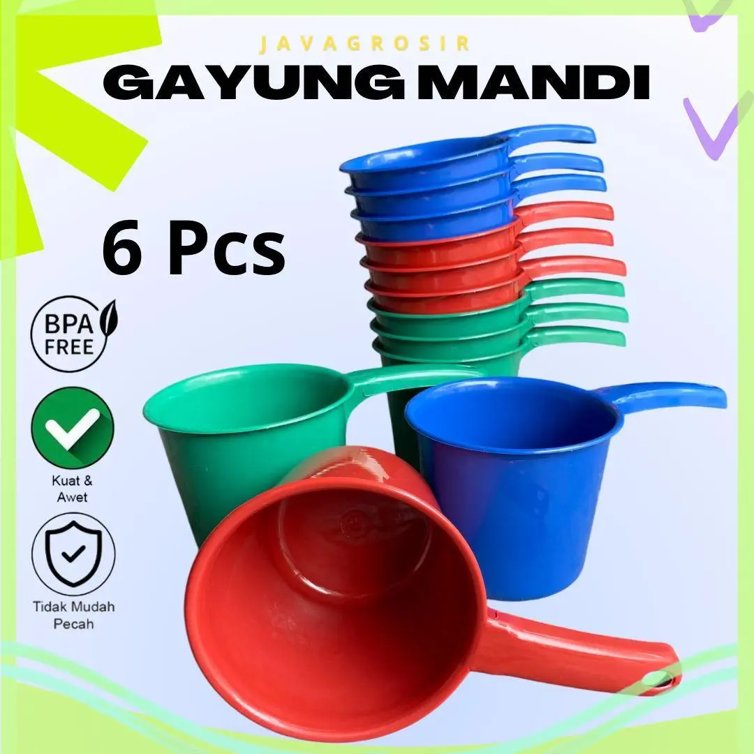 SET 6 PCS GAYUNG MANDI PLASTIK - PAKET HEMAT - WARNA WARNI - BERKUALITAS