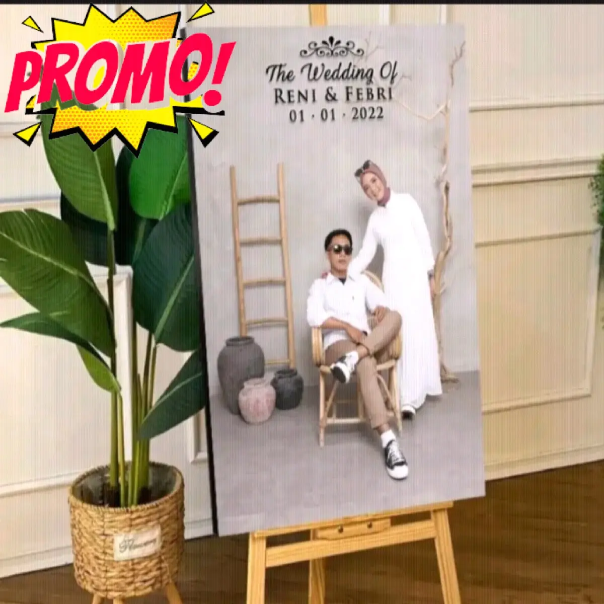 Paket 2 Pcs Cetak Foto Plus Bingkai Dipasang di Dinding Ukuran 20X30 Cm Modern