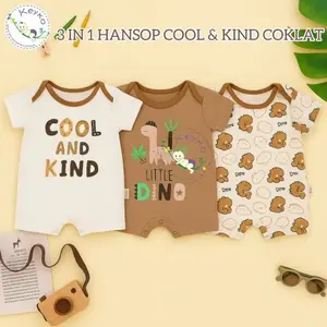 SNH 3 Pcs Romper Bayi Hansop Jumper Bayi Baru Lahir Mix Motif Kekinian