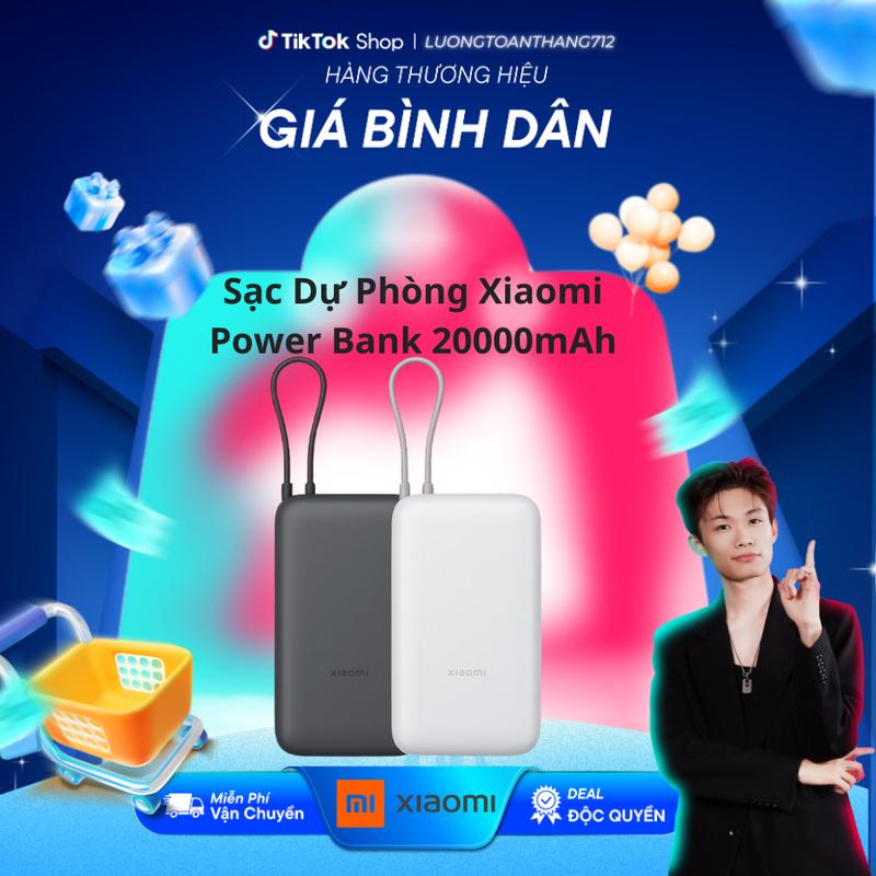 Sạc Dự Phòng Xiaomi Power Bank 20000mAh (Integrated Cable) TH | Sạc Nhanh | Phù Hợp Đi Máy Bay | Bảo Hành 12 Tháng