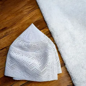 PECI BANGLADESH ORI - MOTIF H&S ( BUKAN RAJUT / Bukan All-Size ) Kopiah Putih Pria Muslim