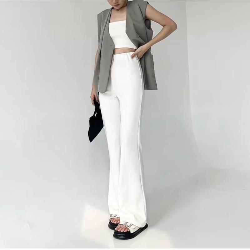Celana Kulot Cutbray Highwaist Panjang Wanita - Highwaist Flare Scuba Pants - Bawahan, Casual Basic Formal 2
