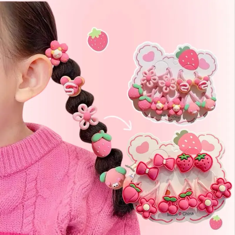 10PCS / SET IKAT RAMBUT ANAK ELASTIS KARAKTER STYLE KOREA / KUNCIRAN ANAK SET PINKY KARTUN LUCU