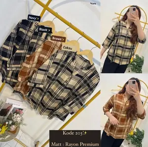 karis kemeja blus wanita atasan baju perempuan kancing 3