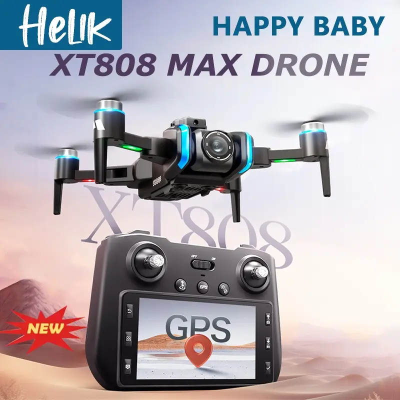 Drone XT808 Brushless Motor GPS Drone Professional WIFI 4k HD FPV Remote dengan Screen Ada Sensor Anti Tabrakan Optical Flow