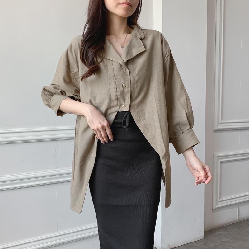 (Posy) Atasan Wanita Plain Hoppy Blouse Bahan Katun Denim Kemeja Polos Wanita Kancing 4
