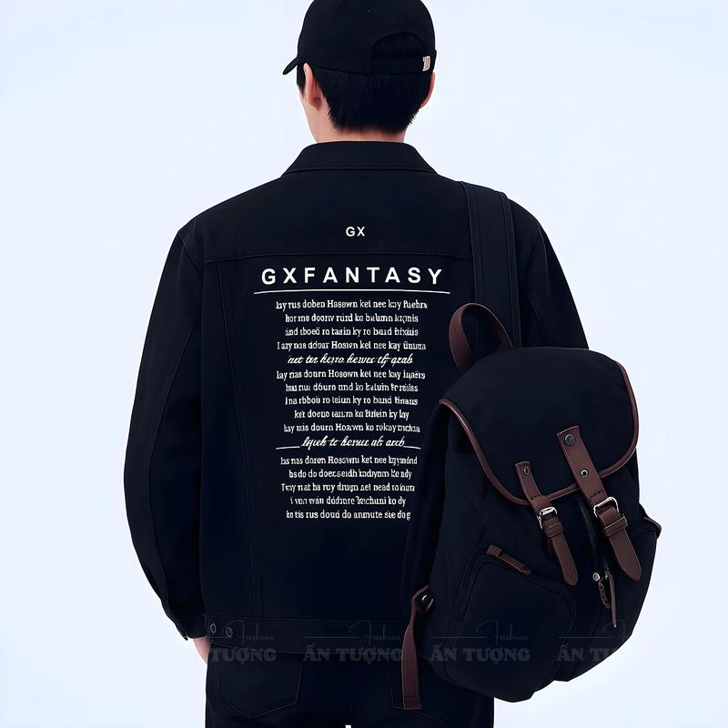 Áo khoác Jeans nam IN chữ GXF, kiểu áo khoác bò Denim phong cách đường phố năng động AJ019