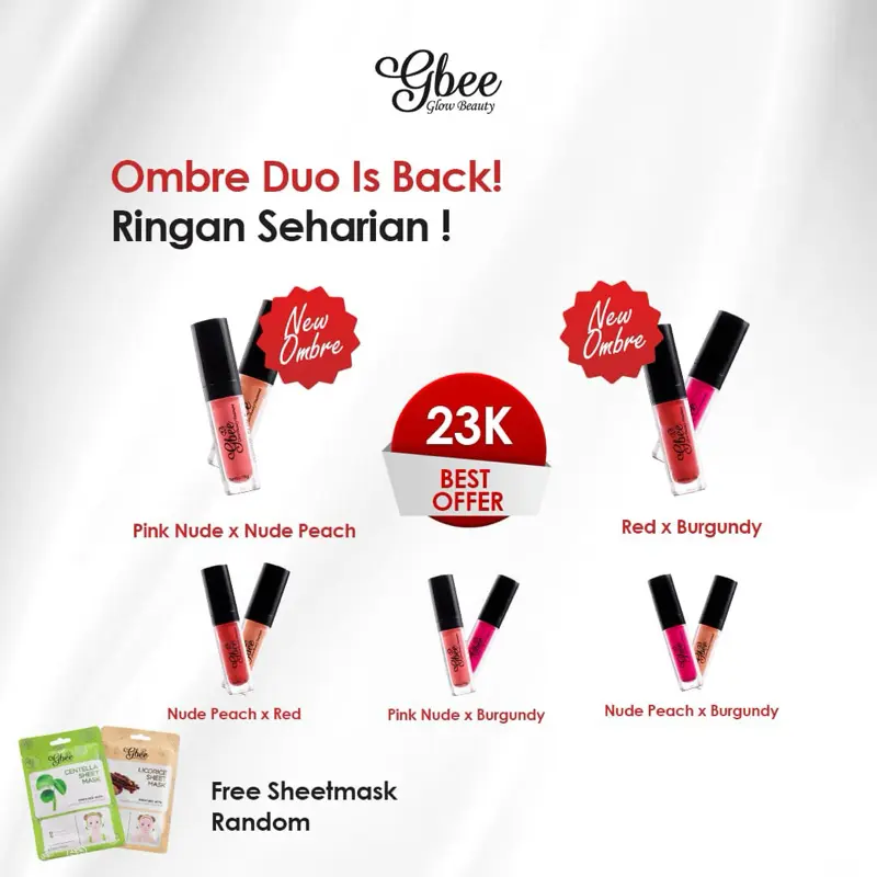 Lipcream Gbee Glow Beauty / Soft matte Lipcream Bpom Tahan Lama