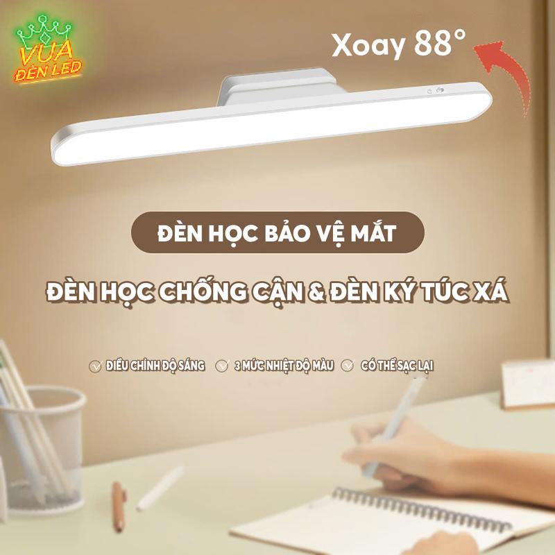 Đèn Học Thanh Gắn Tích Điện Bảo Vệ Mắt 3 Chế Độ Sáng, Đèn Led Dài 32cm Gắn Bàn Học, Bàn Trang Điểm, Tủ Trưng Bày, Làm Đèn Ngủ, Đèn Quay Vide