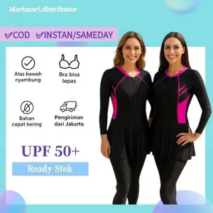 39080 -04 Baju renang dewasa hijab muslimah muslim lengan panjang celana  polos nyambung murah antiuv