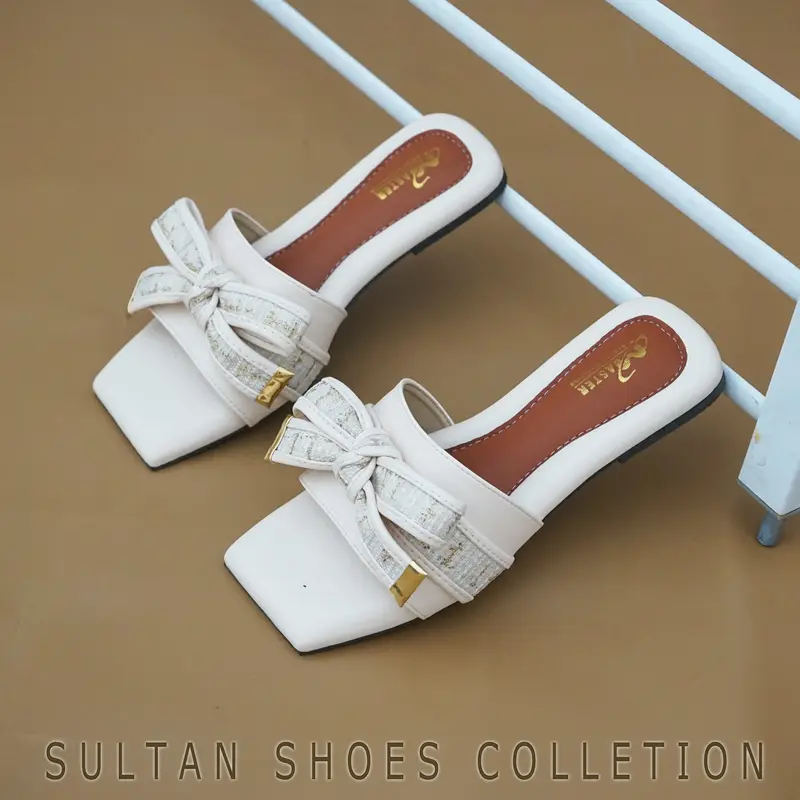 Sultan Shoes Gaya Style Korean Sandal Teplek Wanita Flat Tali Dasi Pita Anyam Premium Kekinian Terbaru | Sendal Slop Slip On Elegan Strip Pita Bahan Kobe Premium | Sndal Santai Casual Terbaru 2025 6