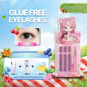 TANPA LEM T007 Bulu Mata Palsu Ekstensi 《FREE PINSET DAN SPULI》 Natural Eyelash Lentik Panjang Simpel Praktis Langsung Tempel Ukuran 11 mm Eyelash Extension Cintamu