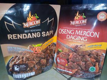 Product Review of [HARGA KHUSUS LIVE] MERCON MERAH PUTIH - SET DUET NENDANG MERCON ISI 2 PACK (MERCON DAGING, RENDANG SAPI) LAUK SIAP SAJI Food Pedas Instan from N**💞 2