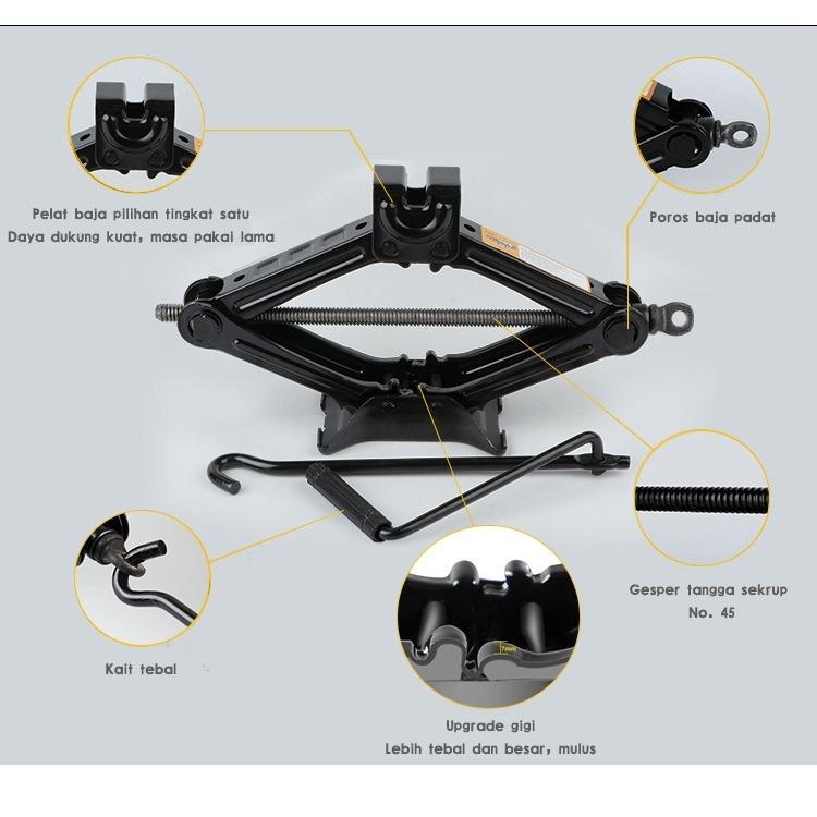 Dongkrak Gunting 1 Ton - Dongkrak Mobil Tipe Tangan Hitam. Praktis untuk Ganti Ban Darurat, Ringan & Mudah Disimpan! Dongkrak Gunting 1 Ton - Dongkrak Mobil Tipe Tangan Hitam. Praktis untuk Ganti Ban Darurat, Ringan & Mudah Disimpan!