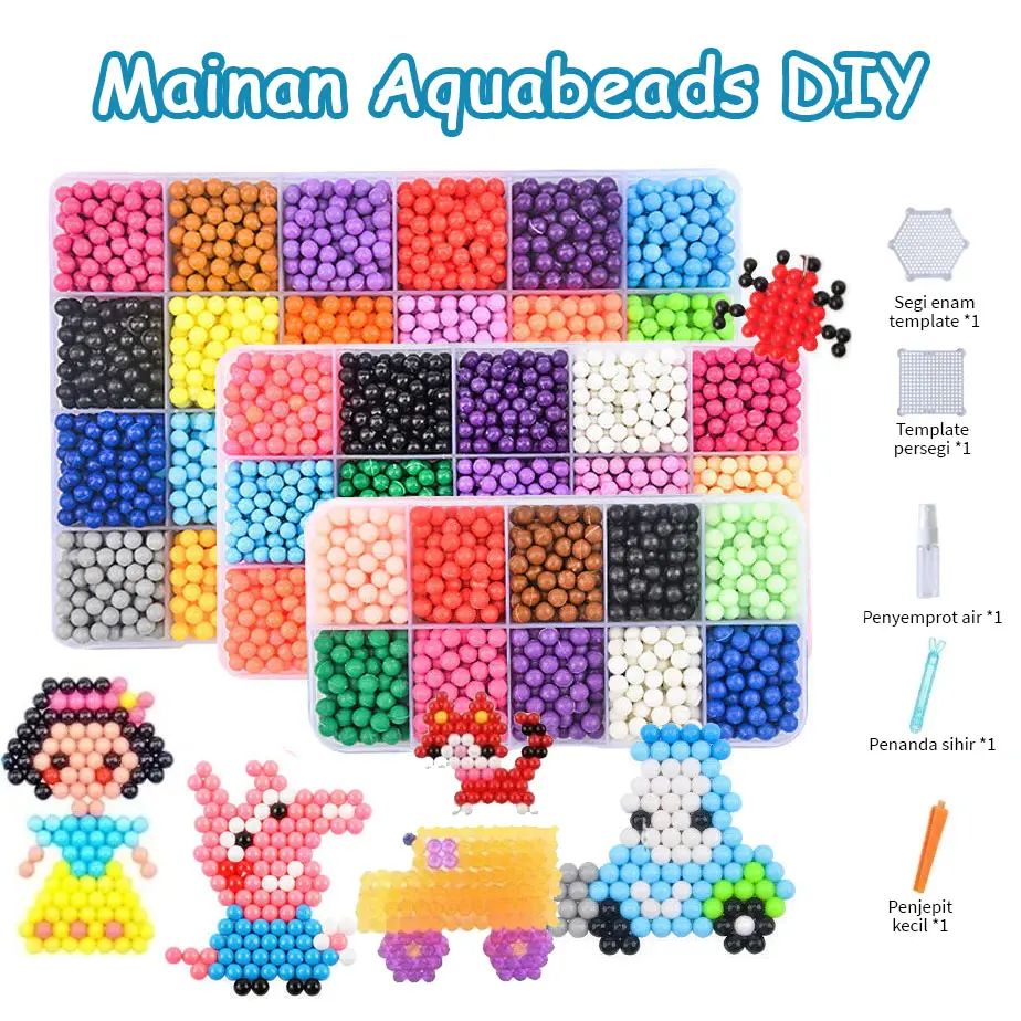 1000/1500/2400 PCS Mainan Edukasi Anak DIY Magic Water Beads Mainan Anak Diy beads Set
