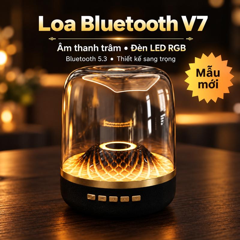 Loa Bluetooth Mini V7 Đèn LED RGB, Hỗ Trợ USB, Thẻ Nhớ TF, Radio FM, Sạc Type-C, Kết Nối Bluetooth 5.3