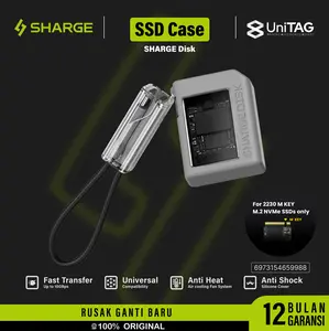 SHARGE Disk Plus Ultra Thin SSD Enclosure Built In USB C 10Gbps PD 100W NVMe M.2 2230 2242 2280 Support Up To 4TB Aluminium Design