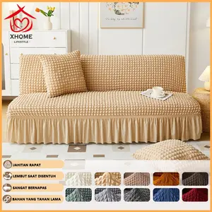 Cover Sofa Bed Polos Tahan Kotoran Motif Penutup Sarung Sofa Bed dengan hiasan rok Elastis Tebal Bermotif Sarung Bantal Sofa