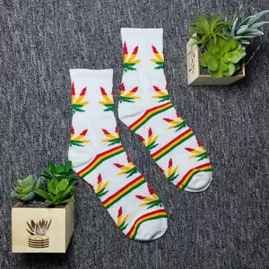 kaos kaki  skate daun - kaos kaki old school motif rasta pria & wanita Katun Lembut Nyaman