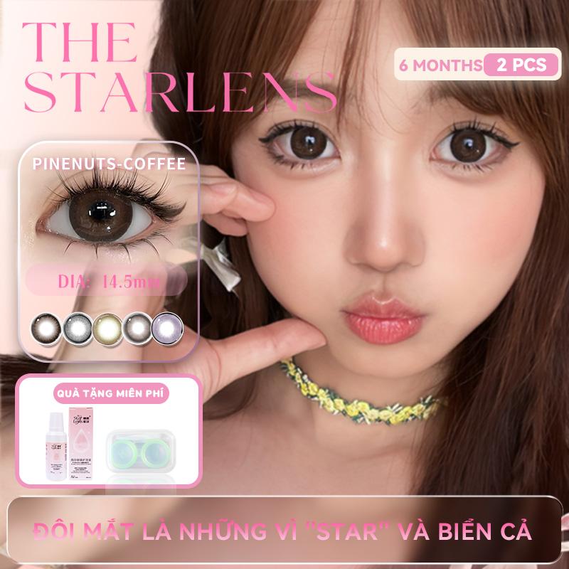 Kính áp tròng Starlens mắt xịn chính hãng,1 đôi 2 chiếc ,dùng 6 tháng đen nâu Đường kính 14,2 14,5mm Mềm Mại Thoải Mái Mắt to tròn