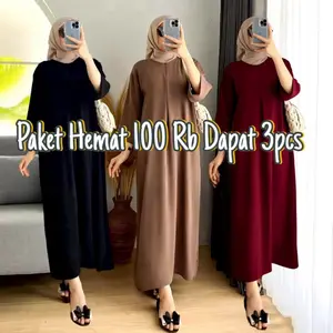 Daster Crinkle Lengan 3/4 Ukuran Lebar Dada 120cm Panjang Baju 120cm - Basic