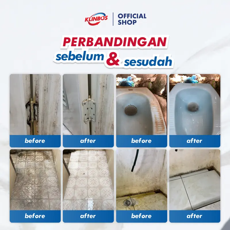 [PROMO STOK TERAKHIR] KLINBOS "KERAK KLOSET" - Pembersih Noda & Pembersih Kerak WC / Toilet / Kloset Cairan BIRU untuk Kerak Membandel Pada WC Dapat Tutup Merah Lancip 4