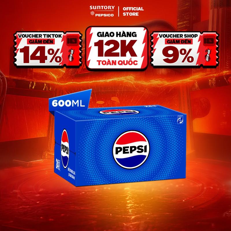 [DEAL SỐC] Thùng 24 Chai Nước Ngọt Giải Khát Có Gaz Pepsi (600ml/chai)