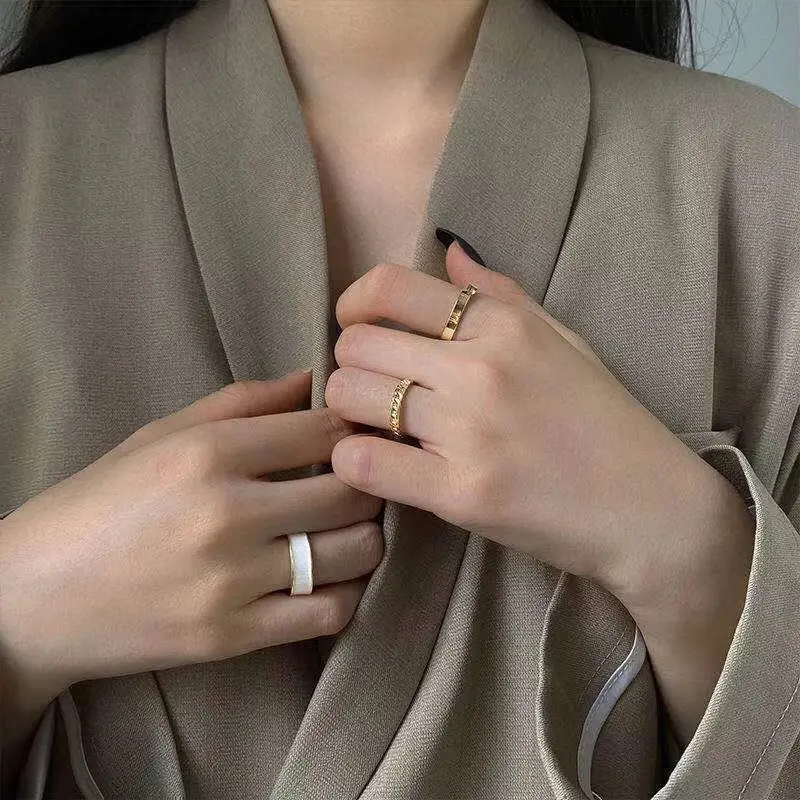 Cincin C isi 3 aesthetic cincin wanita vintage cincin retro kekinian cincin set cincin fashion Rings