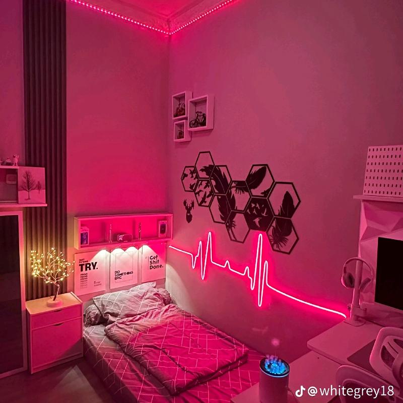 COD Lampu hias kamar Led Neon Flex 220V 1 2 3 4 5M sudah+soket Lampu Detak Jantung Variasi Kamar Pelapon Aesthetic 2