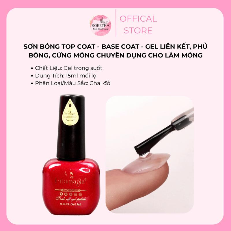   Fitomagia Brand  Sơn Bóng Top Coat - Base Coat - Gel liên kết phủ bóng cứng móng chuyên dụng cho dân làm móng Sơn Gel 