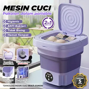 2025 Mesin Cuci Mini Portable 2 Tabung 8L – Mesin Cuci Lipat Otomatis, Khusus Cuci Pakaian Dalam / Kaos Kaki / Pakaian Bayi – Hemat Air & Listrik
