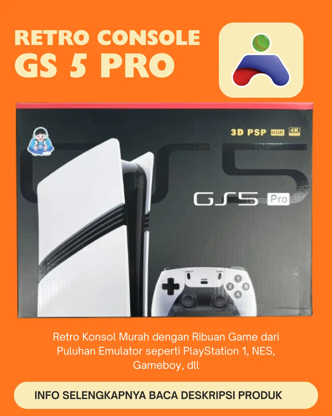 GS5 Pro Video Game Console Ribuan Game dari Puluhan Emulator