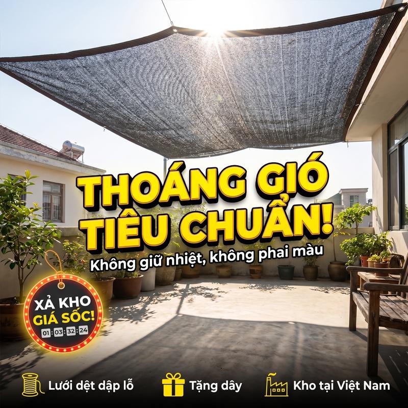Che mát không gian ngoài trời với lưới che nắng HDPE chống tia UV 98%, giảm…