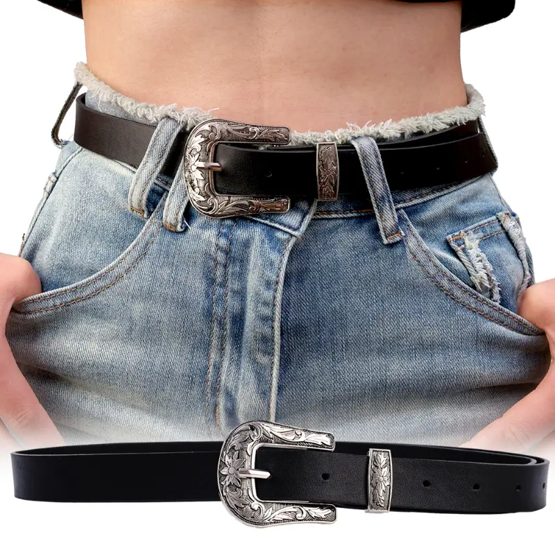 Retro Black Personalized Carved Waistband Women Leather Waist Belt Fashion Exquisite Jeans Dress Accessories