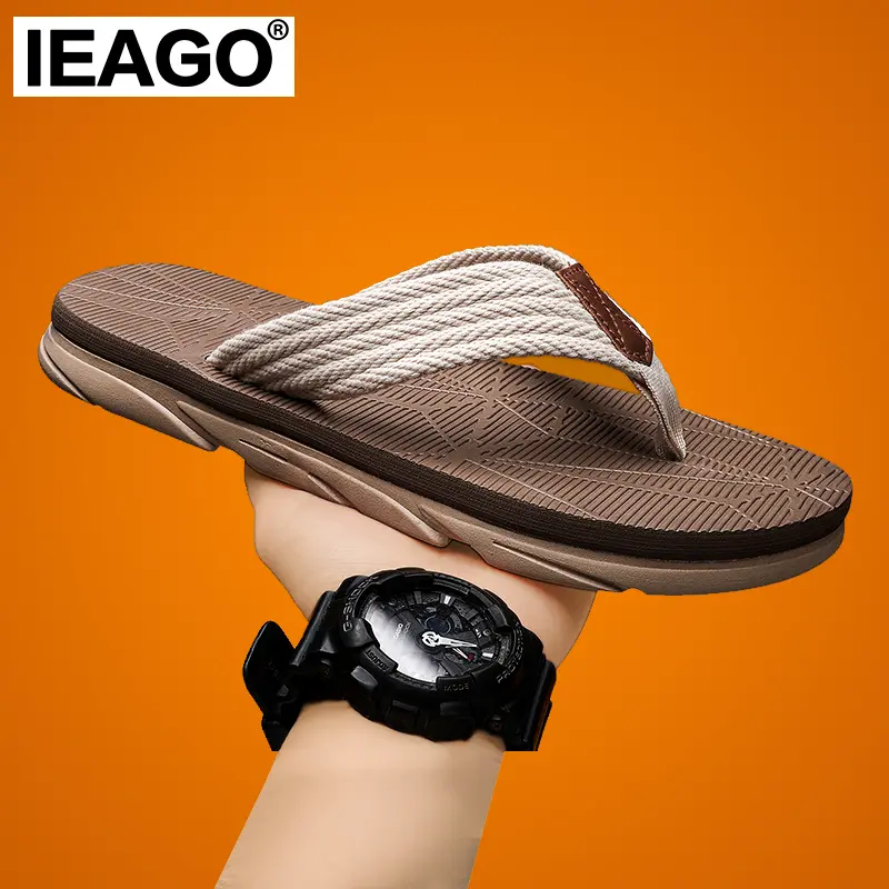 IEAGO Original Men Double Sole EVA Flip Flops Beach  Skid-proof Soft Slippers Comfortable Home Outdoor Sliders