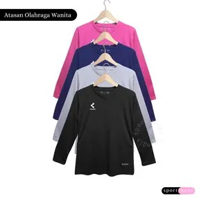 Baju Atasan Olahraga Wanita Muslim | Kaos Senam Zumba Aerobic Running Gym Fitness Lengan Panjang Sporty anti-bau size l kaos olahraga speecs abu-abu xl