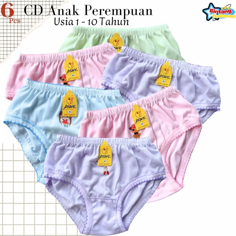 3 pcs Celana Dalam Anak Cewek Perempuan / Sempak Anak Cewek warna warni / Cd Anak Cewek Bahan Katun Adem Lembut Nyaman / Celana Dalam Anak Perempuan Karakter/Cd Anak Perempuan Murah/Harga Grosiran