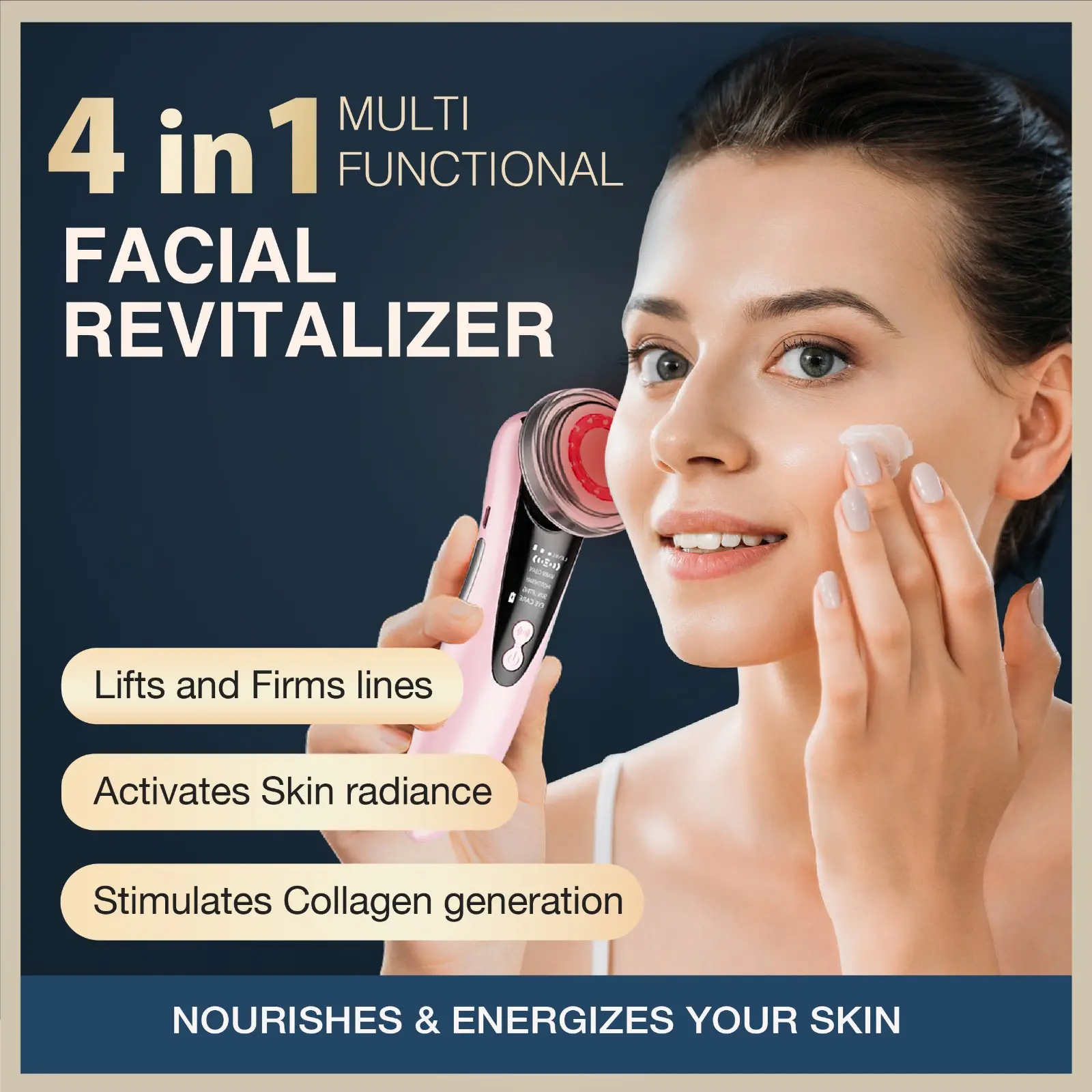 4 in 1 Facial Revitalizer Massager Lift and Firm Lines Activate Skin Radiance Stimulate Collagen Generation