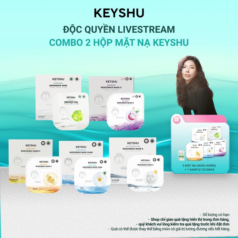   LIVE CHANGSHUGO  Combo 2 Hộp Mặt Nạ Sợi Xơ Rau Má Centella Fiber KEYSHU 10 Miếng 30ML Dưỡng Ẩm Làm Mềm Da Hỗ Trợ Ngăn Ngừa Lão Hóa + QUÀ 