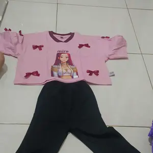 Setelan anak perempuan croptop huntrix rumi mira/AR7 oneset legging cutbray kaos oversize anak/atasan croptop legging anak