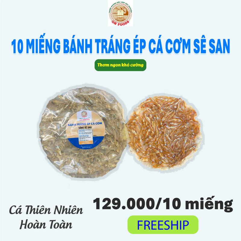 10 miếng Bánh Tráng Ép Cá Cơm Sông Sê San chiên hoặc nướng ăn liền - 10 bánh Food Snack