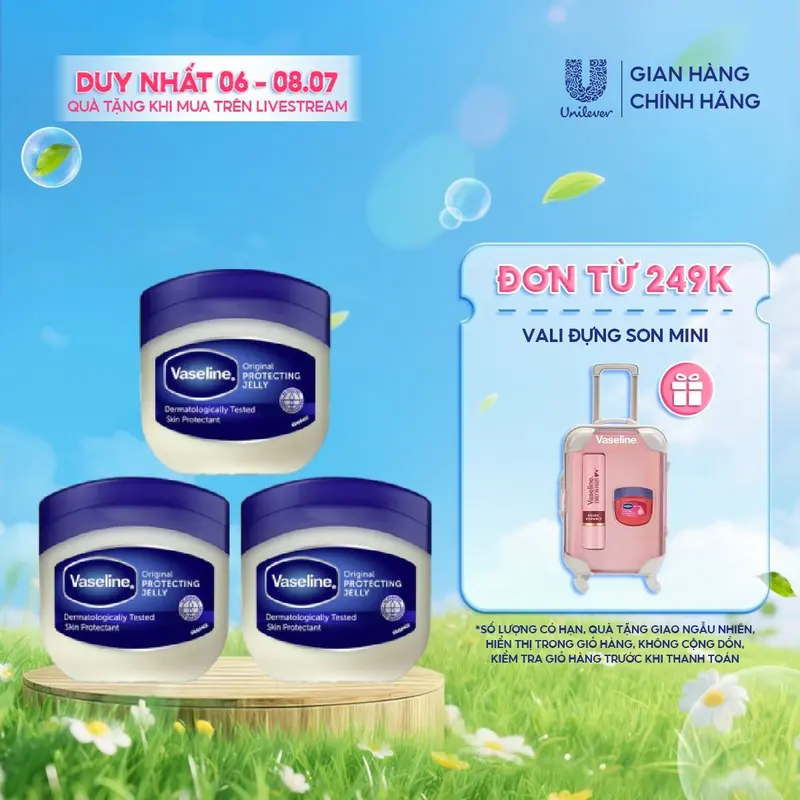 Combo 3 Sáp dưỡng ẩm Vaseline Petroleum 50ml 0