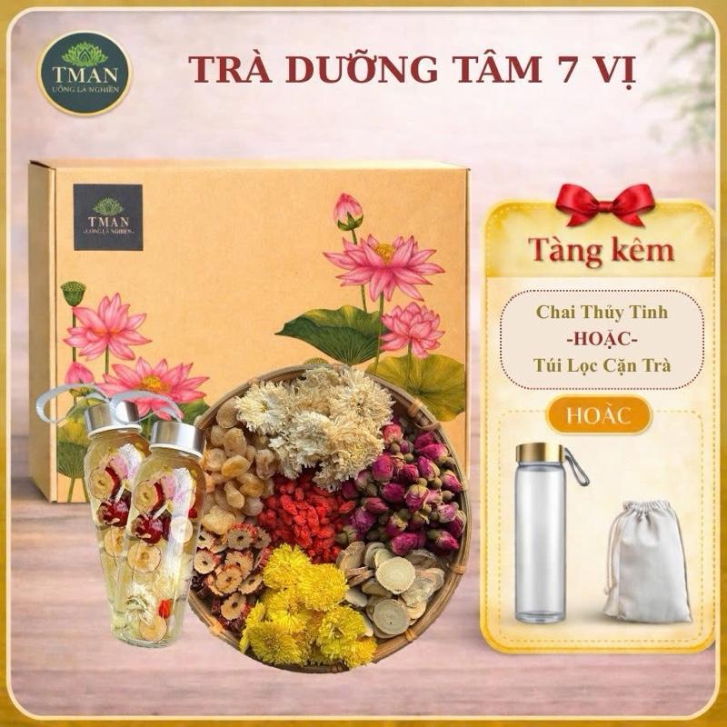  Trà dưỡng tâm 7 vị thảo mộc   Hộp 30 gói Kèm Chai  nguyên liệu tự nhiên hữu cơ 
