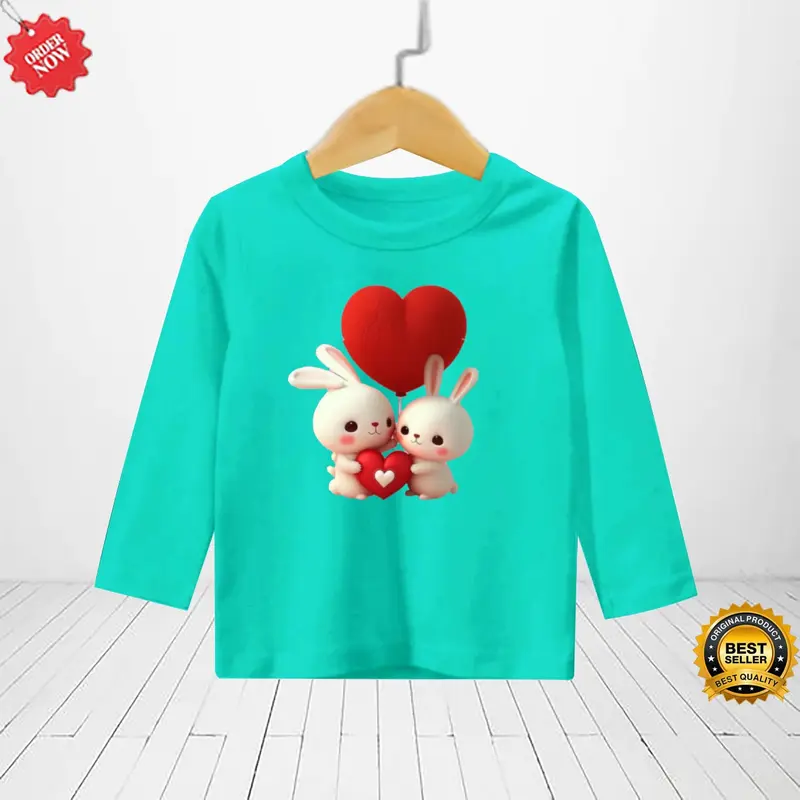 kaos motif rabbit/pakaian anak perempuan lengan panjang umur 1-12 tahun 086 4
