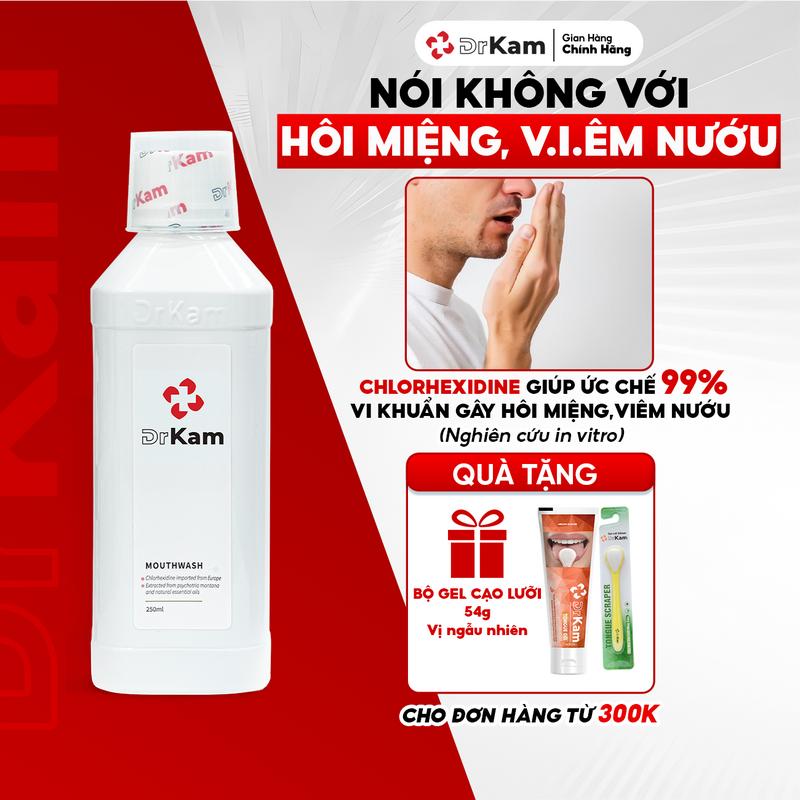 DEAL HỜI DrKam Nước Súc Miệng Chuẩn Y Khoa 250ml Không Cồn Không Cay Hỗ Trợ Kháng Khuẩn Giảm Viêm Nướu Hôi Miệng Cho Người Lớn & Trẻ Em Từ 6 Tuổi