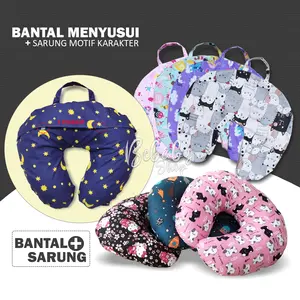 Bantal Menyusui Bayi + Sarung Motif Karakter Nursing Pillow Katun Polymicro Motif Lucu